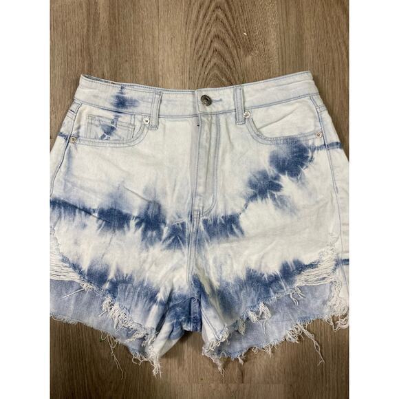American Eagle Women's Tie Dye Denim Shorts Boyfriend Shortie Size 4 Blue Casual - Picture 3 of 12